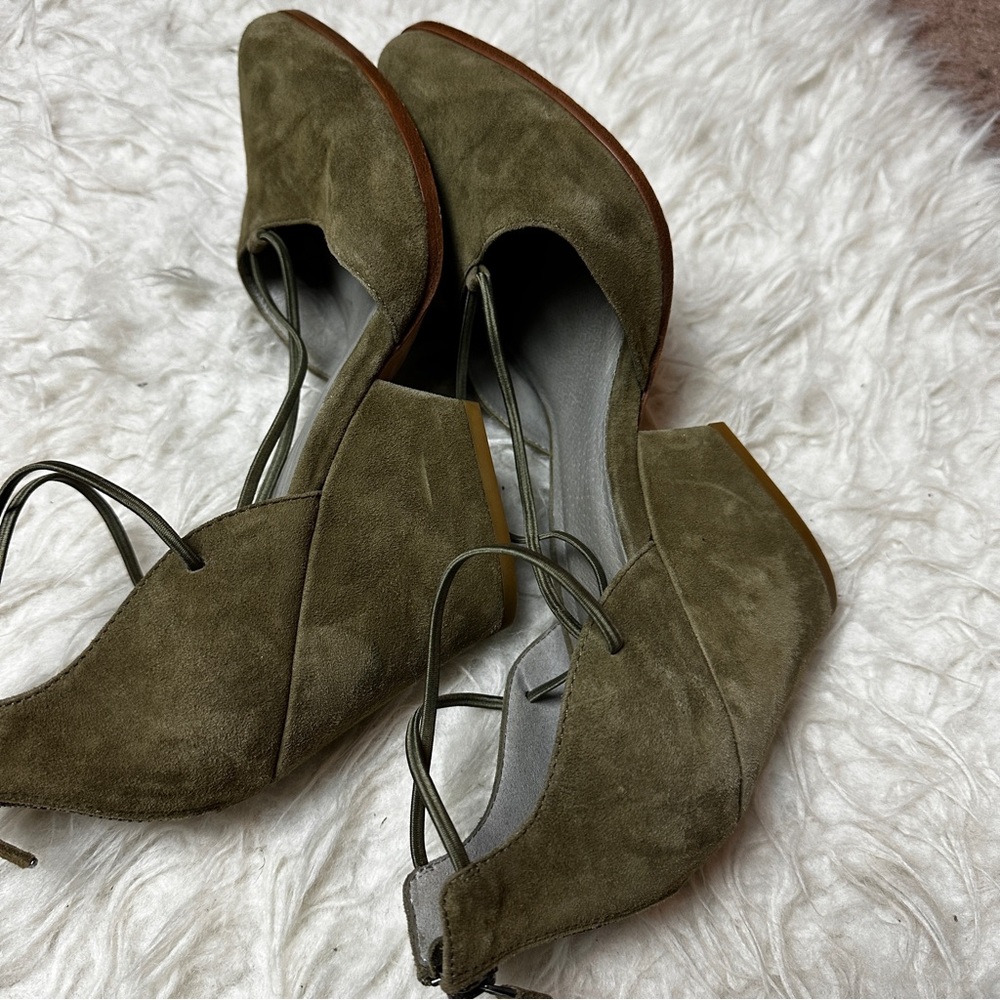 Eileen Fisher green suede wedge heels strappy size 10 - Picture 5 of 5